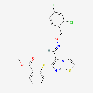 Methyl 2-{[5-({[(2,4-dichlorobenzyl)oxy]imino}methyl)imidazo[2,1-b][1,3]thiazol-6-yl]sulfanyl}benzenecarboxylate