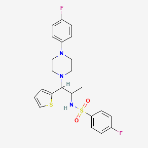 4-fluoro-N-(1-(4-(4-fluorophenyl)piperazin-1-yl)-1-(thiophen-2-yl)propan-2-yl)benzenesulfonamide