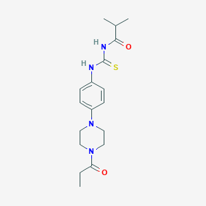 molecular formula C18H26N4O2S B251242 N-isobutyryl-N'-[4-(4-propionyl-1-piperazinyl)phenyl]thiourea 