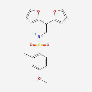 molecular formula C18H19NO5S B2512427 N-(2,2-di(furan-2-yl)ethyl)-4-methoxy-2-methylbenzenesulfonamide CAS No. 2320722-88-9