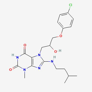 molecular formula C20H26ClN5O4 B2512429 7-(3-(4-chlorophenoxy)-2-hydroxypropyl)-8-(isopentylamino)-3-methyl-1H-purine-2,6(3H,7H)-dione CAS No. 900013-47-0