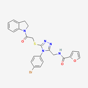 molecular formula C24H20BrN5O3S B2512435 N-((4-(4-bromophenyl)-5-((2-(indolin-1-yl)-2-oxoethyl)thio)-4H-1,2,4-triazol-3-yl)methyl)furan-2-carboxamide CAS No. 392684-98-9