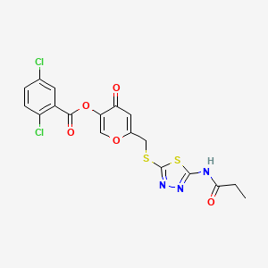 4-oxo-6-(((5-propionamido-1,3,4-thiadiazol-2-yl)thio)methyl)-4H-pyran-3-yl 2,5-dichlorobenzoate