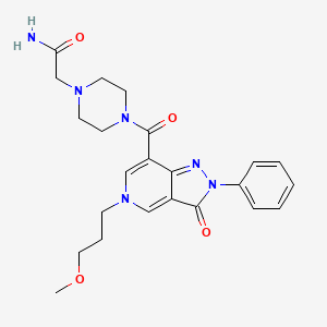 molecular formula C23H28N6O4 B2512439 2-(4-(5-(3-methoxypropyl)-3-oxo-2-phenyl-3,5-dihydro-2H-pyrazolo[4,3-c]pyridine-7-carbonyl)piperazin-1-yl)acetamide CAS No. 1040650-41-6