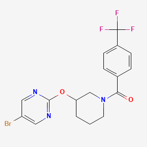 molecular formula C17H15BrF3N3O2 B2512441 (3-((5-Bromopyrimidin-2-yl)oxy)piperidin-1-yl)(4-(trifluoromethyl)phenyl)methanone CAS No. 2034430-74-3