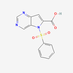 molecular formula C13H9N3O4S B2512445 5-Benzenesulfonyl-5H-pyrrolo[3,2-d]pyrimidine-6-carboxylic acid CAS No. 1860028-33-6