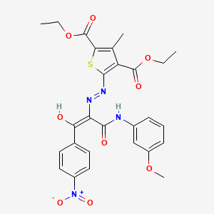 diethyl 5-{(2Z)-2-[2-[(3-methoxyphenyl)amino]-1-(4-nitrobenzoyl)-2-oxoethylidene]hydrazino}-3-methylthiophene-2,4-dicarboxylate