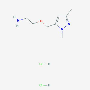 molecular formula C8H17Cl2N3O B2512448 2-[(2,5-Dimethylpyrazol-3-yl)methoxy]ethanamine;dihydrochloride CAS No. 2155852-99-4