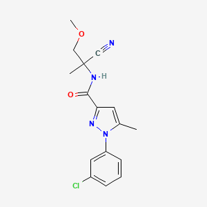 molecular formula C16H17ClN4O2 B2512449 1-(3-chlorophenyl)-N-(1-cyano-2-methoxy-1-methylethyl)-5-methyl-1H-pyrazole-3-carboxamide CAS No. 1797072-94-6
