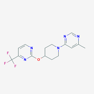 molecular formula C15H16F3N5O B2512451 2-[1-(6-Methylpyrimidin-4-yl)piperidin-4-yl]oxy-4-(trifluoromethyl)pyrimidine CAS No. 2380077-66-5