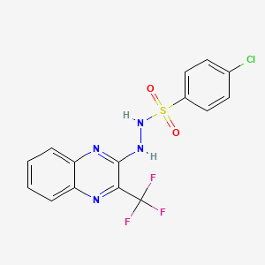 molecular formula C15H10ClF3N4O2S B2512464 4-chloro-N'-[3-(trifluoromethyl)-2-quinoxalinyl]benzenesulfonohydrazide CAS No. 343372-46-3