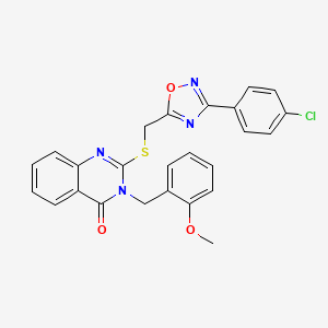 molecular formula C25H19ClN4O3S B2512469 2-(((3-(4-氯苯基)-1,2,4-恶二唑-5-基)甲基)硫代)-3-(2-甲氧基苄基)喹唑啉-4(3H)-酮 CAS No. 2034477-82-0