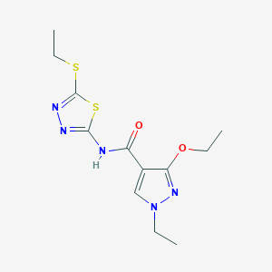 molecular formula C12H17N5O2S2 B2512485 3-ethoxy-1-ethyl-N-(5-(ethylthio)-1,3,4-thiadiazol-2-yl)-1H-pyrazole-4-carboxamide CAS No. 1014070-47-3
