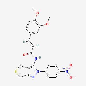 (E)-3-(3,4-dimethoxyphenyl)-N-(2-(4-nitrophenyl)-4,6-dihydro-2H-thieno[3,4-c]pyrazol-3-yl)acrylamide