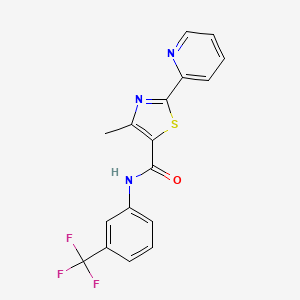 molecular formula C17H12F3N3OS B2512487 4-methyl-2-(2-pyridinyl)-N-[3-(trifluoromethyl)phenyl]-1,3-thiazole-5-carboxamide CAS No. 400079-02-9