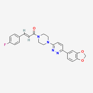 molecular formula C24H21FN4O3 B2512489 (E)-1-(4-(6-(苯并[d][1,3]二氧杂环-5-基)嘧啶并[3,2-b]吡嗪-3-基)哌嗪-1-基)-3-(4-氟苯基)丙-2-烯-1-酮 CAS No. 1207062-12-1