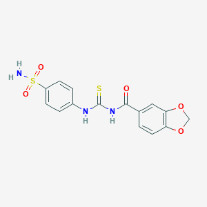 molecular formula C15H13N3O5S2 B251249 4-({[(1,3-benzodioxol-5-ylcarbonyl)amino]carbothioyl}amino)benzenesulfonamide 