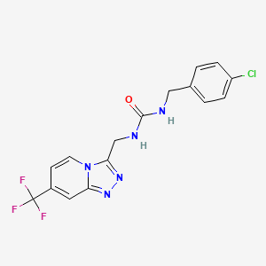 molecular formula C16H13ClF3N5O B2512491 1-(4-氯苄基)-3-((7-(三氟甲基)-[1,2,4]三唑并[4,3-a]吡啶-3-基)甲基)脲 CAS No. 1904225-98-4