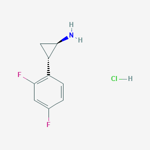 molecular formula C9H10ClF2N B2512498 (1R,2S)-2-(2,4-二氟苯基)环丙-1-胺；盐酸盐 CAS No. 1156491-08-5