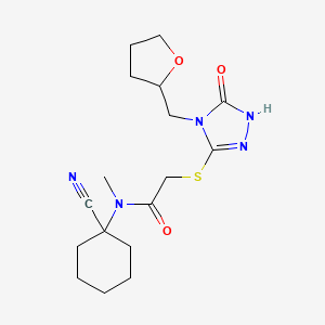 molecular formula C17H25N5O3S B2512500 N-(1-cyanocyclohexyl)-N-methyl-2-({5-oxo-4-[(oxolan-2-yl)methyl]-4,5-dihydro-1H-1,2,4-triazol-3-yl}sulfanyl)acetamide CAS No. 1286766-08-2