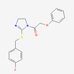 molecular formula C18H17FN2O2S B2512505 1-(2-((4-氟苄基)硫代)-4,5-二氢-1H-咪唑-1-基)-2-苯氧基乙酮 CAS No. 851865-99-1