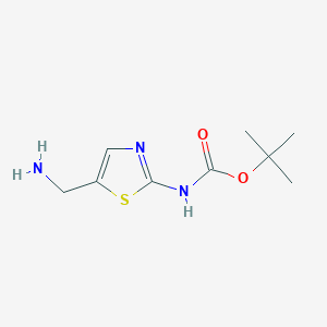 molecular formula C9H15N3O2S B2512508 叔丁基 N-[5-(氨基甲基)-1,3-噻唑-2-基]氨基甲酸酯 CAS No. 878376-13-7