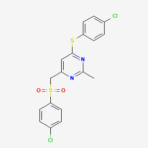 4-((4-Chlorophenyl)sulfanyl)-6-(((4-chlorophenyl)sulfonyl)methyl)-2-methylpyrimidine