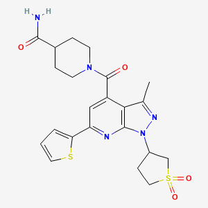 1-(1-(1,1-dioxidotetrahydrothiophen-3-yl)-3-methyl-6-(thiophen-2-yl)-1H-pyrazolo[3,4-b]pyridine-4-carbonyl)piperidine-4-carboxamide