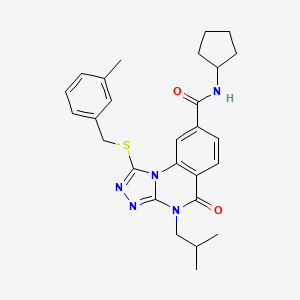 N-cyclopentyl-4-isobutyl-1-((3-methylbenzyl)thio)-5-oxo-4,5-dihydro-[1,2,4]triazolo[4,3-a]quinazoline-8-carboxamide