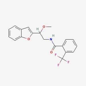 molecular formula C19H16F3NO3 B2512518 N-(2-(benzofuran-2-yl)-2-methoxyethyl)-2-(trifluoromethyl)benzamide CAS No. 2034206-32-9