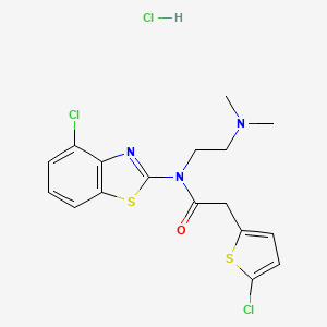 molecular formula C17H18Cl3N3OS2 B2512526 N-(4-chlorobenzo[d]thiazol-2-yl)-2-(5-chlorothiophen-2-yl)-N-(2-(dimethylamino)ethyl)acetamide hydrochloride CAS No. 1330315-86-0
