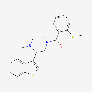 molecular formula C20H22N2OS2 B2512540 N-(2-(benzo[b]thiophen-3-yl)-2-(dimethylamino)ethyl)-2-(methylthio)benzamide CAS No. 2034300-00-8