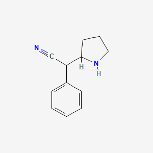 molecular formula C12H14N2 B2512550 2-Phenyl-2-(pyrrolidin-2-yl)acetonitrile CAS No. 1375794-81-2