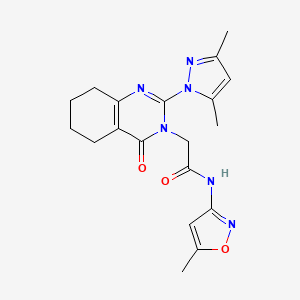 molecular formula C19H22N6O3 B2512551 2-(2-(3,5-dimethyl-1H-pyrazol-1-yl)-4-oxo-5,6,7,8-tetrahydroquinazolin-3(4H)-yl)-N-(5-methylisoxazol-3-yl)acetamide CAS No. 1006820-05-8