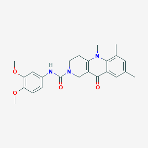 molecular formula C24H27N3O4 B2512557 N-(3,4-dimethoxyphenyl)-5,6,8-trimethyl-10-oxo-3,4,5,10-tetrahydrobenzo[b][1,6]naphthyridine-2(1H)-carboxamide CAS No. 1251621-05-2