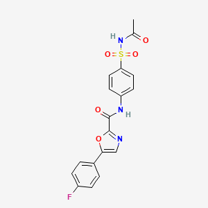 N-(4-(N-acetylsulfamoyl)phenyl)-5-(4-fluorophenyl)oxazole-2-carboxamide