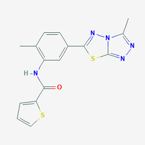 molecular formula C16H13N5OS2 B251257 N-[2-methyl-5-(3-methyl[1,2,4]triazolo[3,4-b][1,3,4]thiadiazol-6-yl)phenyl]-2-thiophenecarboxamide 