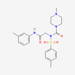 molecular formula C22H28N4O4S B2512570 4-methyl-N-(2-oxo-2-(m-tolylamino)ethyl)-N-tosylpiperazine-1-carboxamide CAS No. 887196-68-1