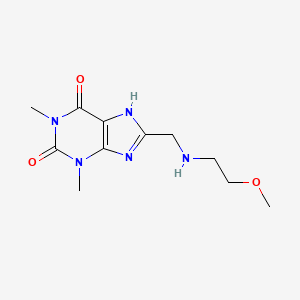molecular formula C11H17N5O3 B2512573 8-(((2-methoxyethyl)amino)methyl)-1,3-dimethyl-1H-purine-2,6(3H,7H)-dione CAS No. 838884-59-6