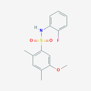 molecular formula C15H16FNO3S B2512574 N-(2-Fluorophenyl)-5-methoxy-2,4-dimethylbenzenesulfonamide CAS No. 2415456-81-2