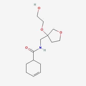 molecular formula C14H23NO4 B2512579 N-((3-(2-hydroxyethoxy)tetrahydrofuran-3-yl)methyl)cyclohex-3-ene-1-carboxamide CAS No. 2310208-39-8