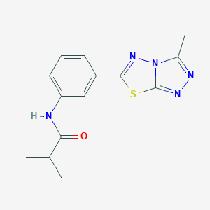 molecular formula C15H17N5OS B251259 2-methyl-N-[2-methyl-5-(3-methyl[1,2,4]triazolo[3,4-b][1,3,4]thiadiazol-6-yl)phenyl]propanamide 