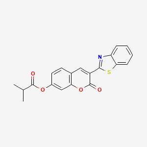 molecular formula C20H15NO4S B2512593 3-(1,3-苯并噻唑-2-基)-2-氧代-2H-色烯-7-基 2-甲基丙酸酯 CAS No. 577770-06-0