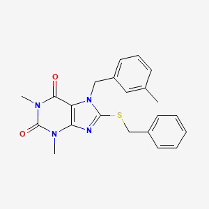 molecular formula C22H22N4O2S B2512599 8-(benzylthio)-1,3-dimethyl-7-(3-methylbenzyl)-1H-purine-2,6(3H,7H)-dione CAS No. 378200-30-7