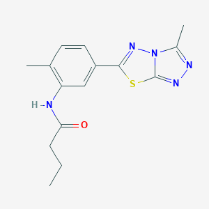 molecular formula C15H17N5OS B251260 N-[2-methyl-5-(3-methyl[1,2,4]triazolo[3,4-b][1,3,4]thiadiazol-6-yl)phenyl]butanamide 