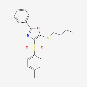 molecular formula C20H21NO3S2 B2512601 5-(Butylthio)-2-phenyl-4-tosyloxazole CAS No. 850925-94-9