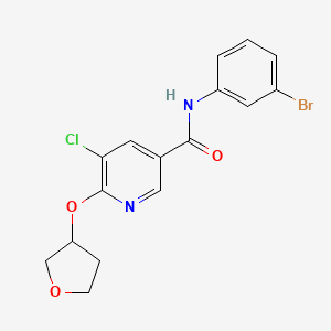 molecular formula C16H14BrClN2O3 B2512603 N-(3-bromophenyl)-5-chloro-6-((tetrahydrofuran-3-yl)oxy)nicotinamide CAS No. 1904343-89-0