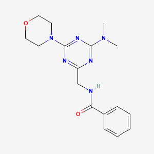 molecular formula C17H22N6O2 B2512609 N-((4-(二甲氨基)-6-吗啉-1,3,5-三嗪-2-基)甲基)苯甲酰胺 CAS No. 2034210-05-2