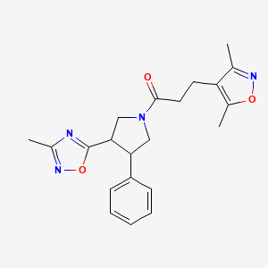 3-(3,5-Dimethylisoxazol-4-yl)-1-(3-(3-methyl-1,2,4-oxadiazol-5-yl)-4-phenylpyrrolidin-1-yl)propan-1-one