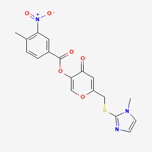 6-(((1-methyl-1H-imidazol-2-yl)thio)methyl)-4-oxo-4H-pyran-3-yl 4-methyl-3-nitrobenzoate